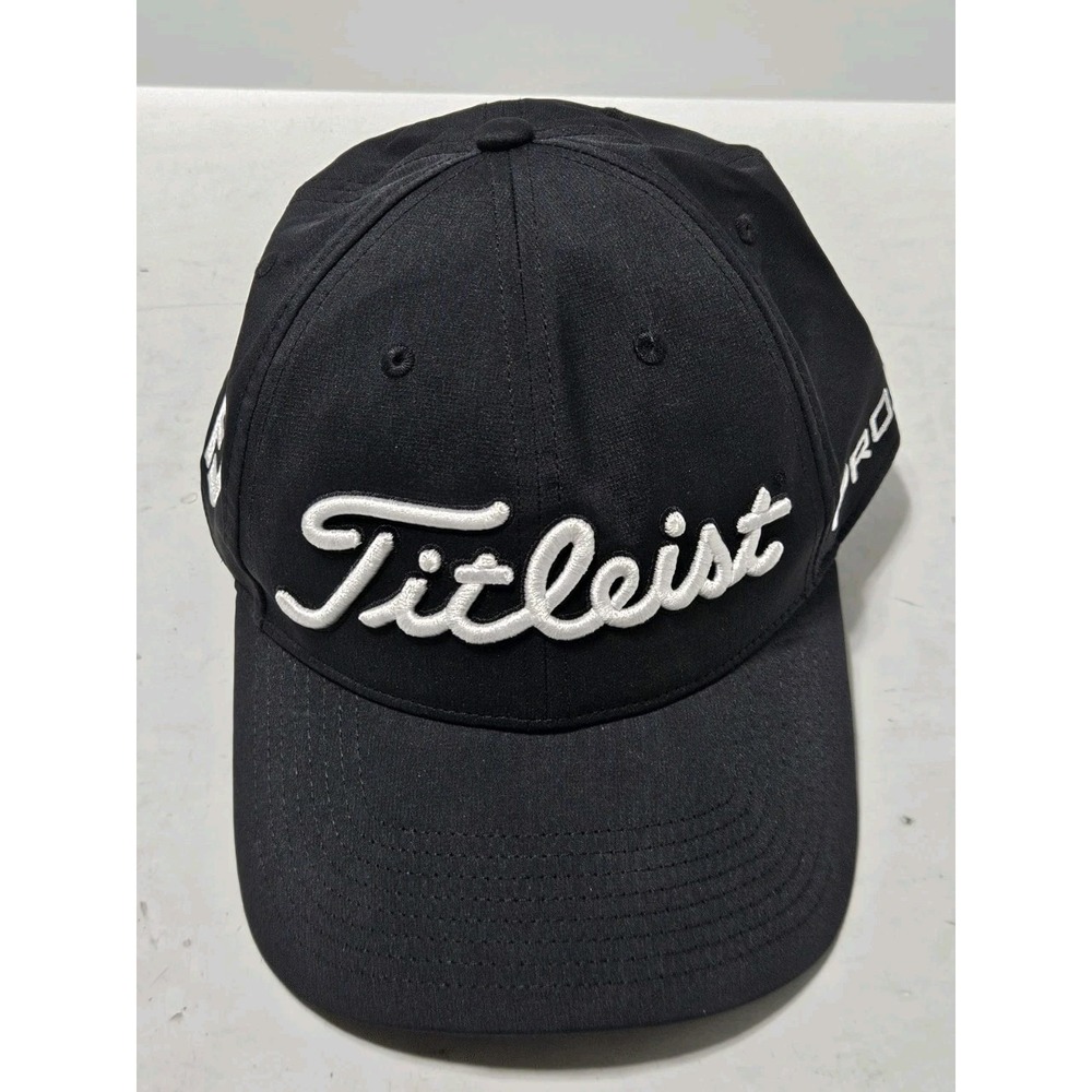 Titleist Golf Hat Mens Black Pro V1 FJ Adjustable Strapback Cap NWT